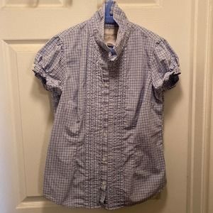 American Eagle Outfitters Blue and white short sleeve plaid button down - 10